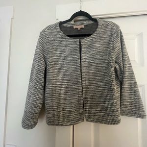 Grey tweed jacket that wears like cardigan